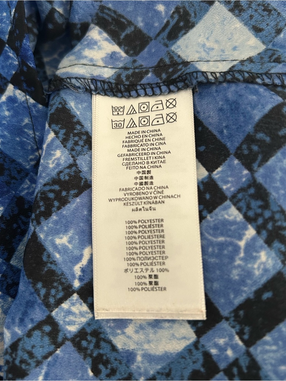 Michael Kors Blue Geometric Print Long-Sleeve Blouse | Size Large - Picture 4 of 4